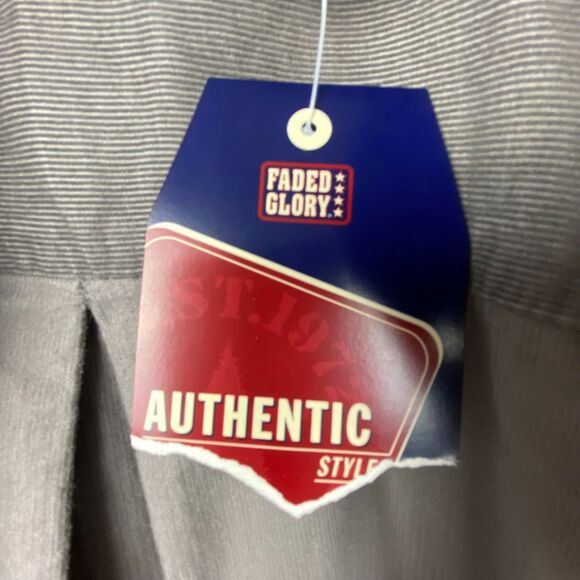 NWT Faded Glory Corduroy Shirt Men Large Gray Button Down 100% Cotton Fall Shirt - Picture 12 of 13